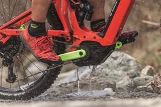 Die neue Applikation sorgt auch bei eMountainbikes mit kurzen Kurbeln für eine optimale Kraftübertragung Die neue Applikation sorgt auch bei eMountainbikes mit kurzen Kurbeln für eine optimale Kraftübertragung